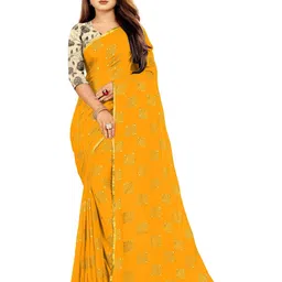 Rhey Ethnic Motifs Foil Printed Zari Chiffon Banarasi Saree-picture-18