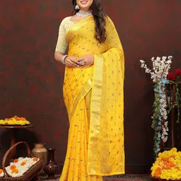 Rhey Striped Woven Design Zari Pure Chiffon Banarasi Saree-picture-38