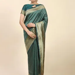 Rujave Ethnic Motifs Woven Design Zari Organza Banarasi Saree-picture-15