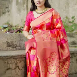 Anjaneya Sarees Ethnic Motifs Woven Design Zari Banarasi Saree image 2
