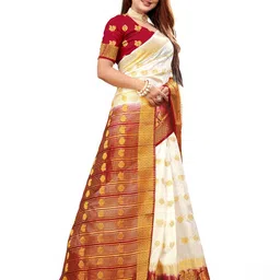 ANISSA SAREE Ethnic Motifs Woven Design Zari Banarasi Saree image 2