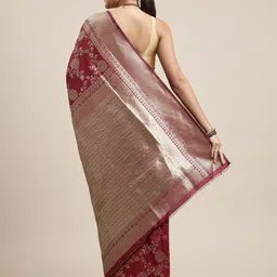 Royal Rajgharana Saree Ethnic Motifs Woven Design Zari Banarasi Sarees image 3