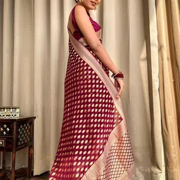 KALINI Woven Design Zari Silk Blend Banarasi Saree image 4