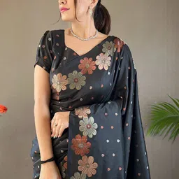 KALINI Woven Design Zari Silk Blend Banarasi Saree image 2