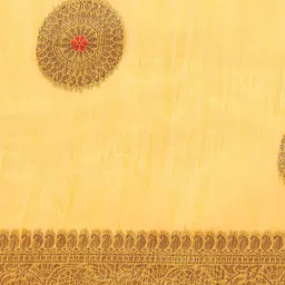 Anouk Yellow & Gold-Toned Bagh Silk Blend Banarasi Saree image 4