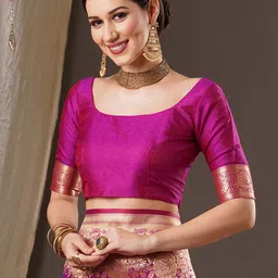 Anouk Floral Zari Banarasi Saree image 2