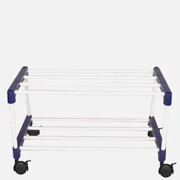novatic Flint Fabric Shoe Rack with 2 Shelves in White and Blue Colour image 4