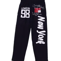 Fashionable Boys Navy Blue Printed Pure Cotton Track Pants-picture-57