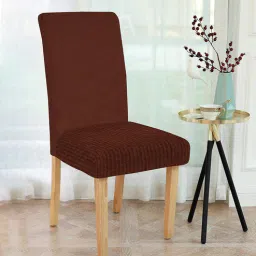 cortina Brown Printed Polyester 15x19 Inches Stretchable Chair Covers (Pack of 4)-picture-27