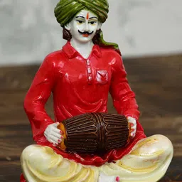 eCraftIndia Green and Orange Men Playing Dholak Showpiece-image-8