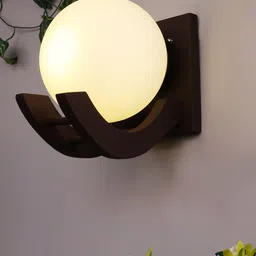 Homesake Adult Brown & White Wall wood Zedo Moon Shaped Spherical Ceiling Lamps-image-37