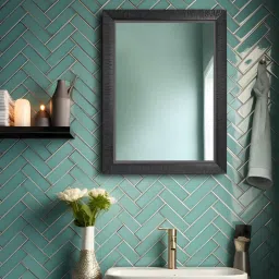 k k glass & aluminium Rectangle (24x30) Black Frame Wall Mirrors image 1