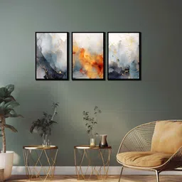 wens Modern Multicolour Canvas & MDF (Set of 3) Framed Art Panels image 2