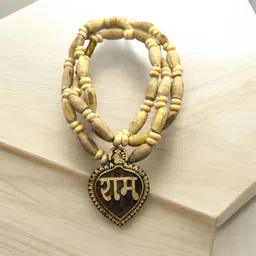 dev samagri Original Ram Tulsi Kanthi Mala with Tulsi Ram ji Name Locket Wood Chain-picture-12