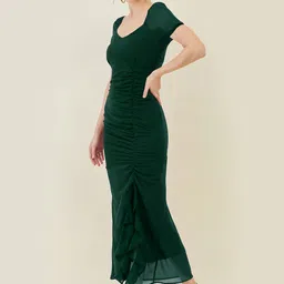 aayu Women A-line Green Maxi/Full Length Dress image 4