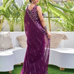 siril Dyed, Embellished Bollywood Georgette Saree image 2