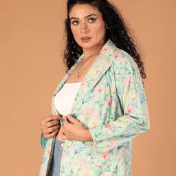 Boholyfe Floral Printed Notched Lapel Single Breasted Casual Blazer image 3