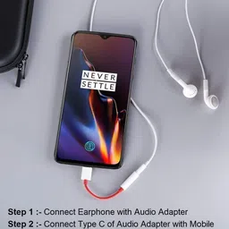 MGTRADERS Red And White Usb data cable 0.12 Type C to 3.5 mm Jack Audio Connector -Compactable Phone Converter image 2