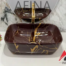 afina industries Premium Ceramic BASIN Which Gives Look To your Home Table Top Wash Basin AL1038 Rich Chocolate Special Color Wash Basin Series Table Top Basin Table Top Basin image 4