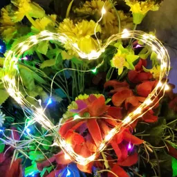 copper string led light 5 mtr 50 led usb operated decorative lights 50 LEDs 5.3 m Yellow Steady Water Drop Rice Lights image 3