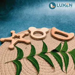 luxen Baby Toys for 6 Month - Set of 3 Wooden Toys for New Born Baby Rattle image 4