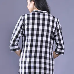 fabisho Women Regular Fit Checkered Mandarin Collar Casual Shirt image 2