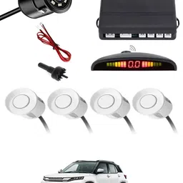 zplus Car Parking Sensors - Set of 4 with Reverse Parking Camera (White)-301 Safety of Passengers/Car One Alarm Kit-2154 Parking Sensor-picture-10