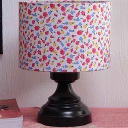 new era Basic Iron Night Lamp with Cotton Shade (Black & Multicolor) image 2