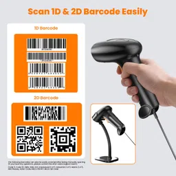 HiRobot HS-22 Wired 2D/1D Barcode Scanner with Stand-Orange Imaging 2D Camera Barcode Scanner image 2