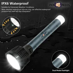make ur wish 2 In 1 Charging Torch Long Range Flashlight Aluminium Body 10 hrs Torch Emergency Light image 3