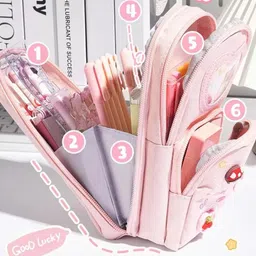 luckybeauty Girls Pink Cosmetic Bag image 1