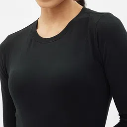 harpa basics Women Solid Round Neck Pure Cotton Black T-Shirt image 4