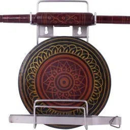 exiito kitchen Chakla/Belan Kitchen Rack Chakla Belan Stand Square (Rolling Pin and Board Holder,Stand) Sainless Steel Kitchen Rack for Kitchen Décor Pack of 1 Utensil Kitchen Rack (Steel) Steel image 3