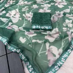 bhavika silk mills Floral Print, Digital Print, Embellished Daily Wear Georgette Saree image 3