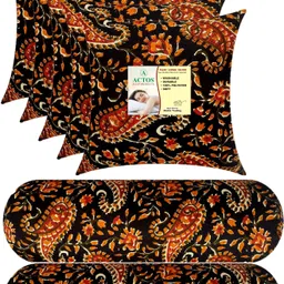 actos Microfibre Bolster Pack of 7 Floral Combo Set Of 5 Cushion And 2-picture-18