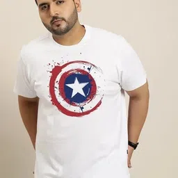 kixo plus Men Graphic Print Round Neck Cotton Blend White T-Shirt image 1