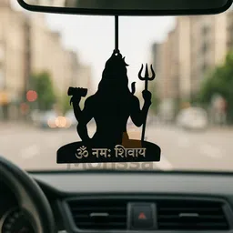 OM NAMAHSHIVAI BLACK Metal Wall Hanging with White & Purple Feathers Car Hanging Ornament-image-5