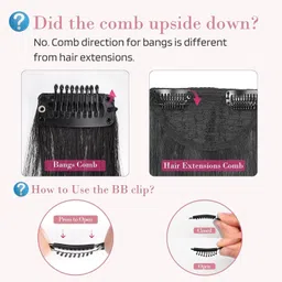 pinaka Long Side Air Bangs, Wavy Curly Clip in Curtain Bangs Front Side Bangs Hair Extension image 4