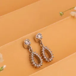 Sterling Silver Teardrop Crystal Earrings Cubic Zirconia Silver Drops & Danglers-image-27