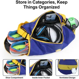 chris & kate 18 L Gym Duffel Bag - Multipurpose Bag with Shoe Wet Compartment for Sports Yoga Fitness & Workout - Blue image 3