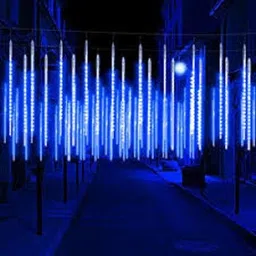 qawachh Meteor Shower Rain LED String Lights Hanging 10 Tubes 540 LED (Blue) Ceiling Light Ceiling Lamp image 4