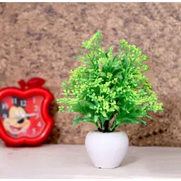 s-biv Green flower with vase for table decortaion , Green Wild Flower Artificial Flower with Pot image 3