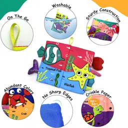 kolorfish Baby Fabric Book Learning Toy Months 0 3 6 12 Months,Sensory Soft 3D Sea World Rattle image 2