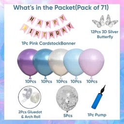 aniloons Purple & Silver Balloon Birthday Party Decoration Set. image 2