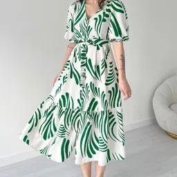 moda rapido Women Fit and Flare White Midi/Calf Length Dress-picture-11