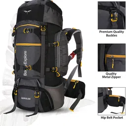 impulse 80 Litres Keep Discovering Heavy Waterproof Rucksack Trekking Hiking Camping Outdoor Camps Luggage Bags Tour Travel Backpack With Rain Cover Rucksack Rucksack- 80 L image 4