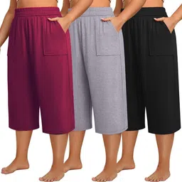 rfhub Women Grey, Maroon, Black Capri-picture-14