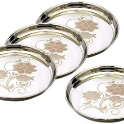 Pack of 4 Stainless Steel Designer & Heavy gauge Dinner Plate (Pack of 4) Dinner Set-image-59