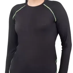 ninq Women Solid Round Neck Polyester Black T-Shirt image 1