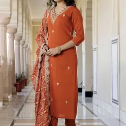 fashionlook Men Viscose Rayon Kurti Pant Dupatta Set image 5